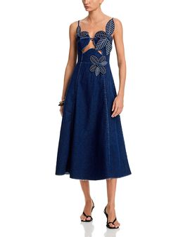 Farm Rio Farm Rio Denim Flower Dress