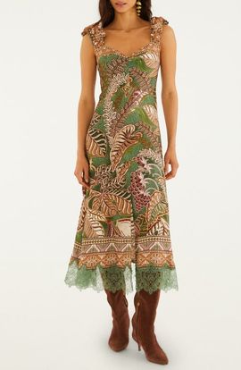 FARM Rio FARM Rio Dotted Foliage Midi Dress