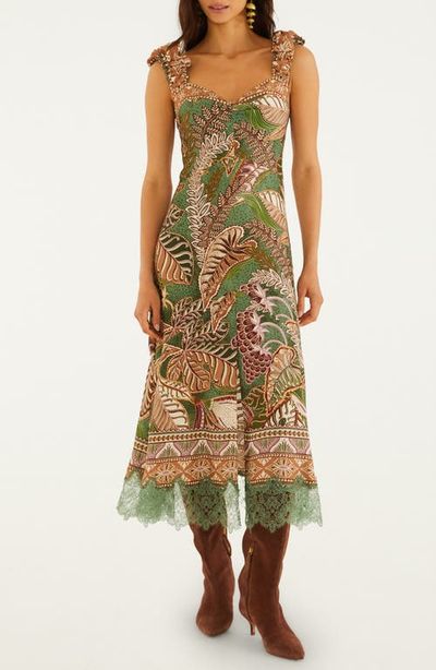 FARM Rio FARM Rio Dotted Foliage Midi Dress