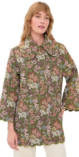 FARM Rio FARM Rio Flower Jacquard Trench Coat Green