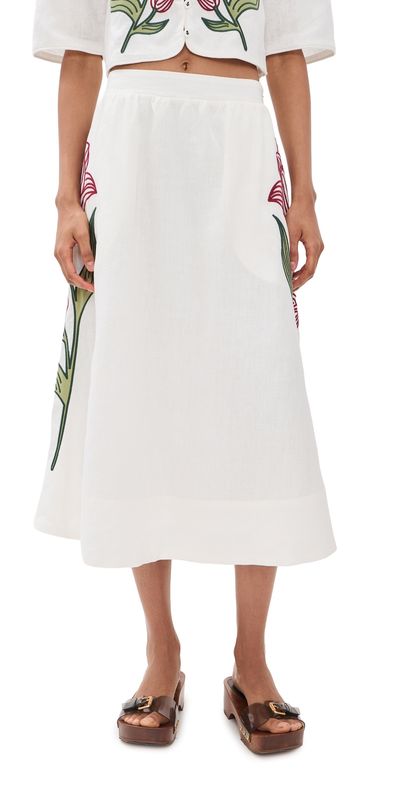 FARM Rio FARM Rio Flower Midi Skirt Off-White