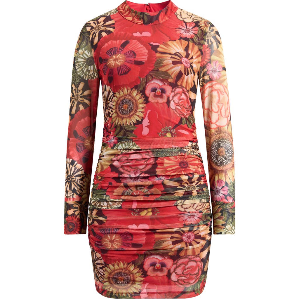FARM Rio - Flowershop Long Sleeve Floral Mesh Minidress