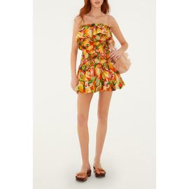 FARM Rio FARM Rio Fruit Print Ruffle Strapless Minidress