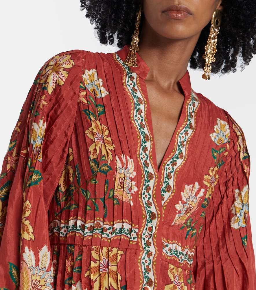 red garden delight long sleeve midi dress Garden Delight cotton-blend midi dress in red - Farm Rio