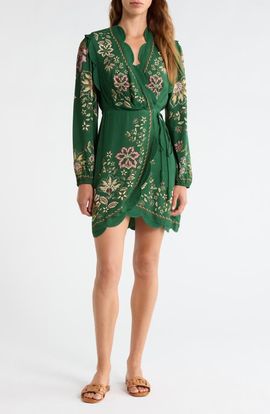 FARM Rio FARM Rio Garden Delight Long Sleeve Wrap Dress