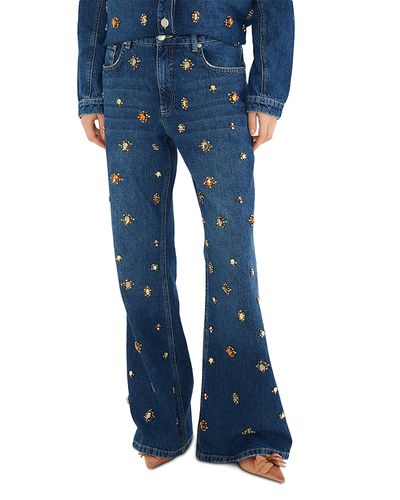 Farm Rio Farm Rio Gem Embellished High Rise Flare Jeans in Denim