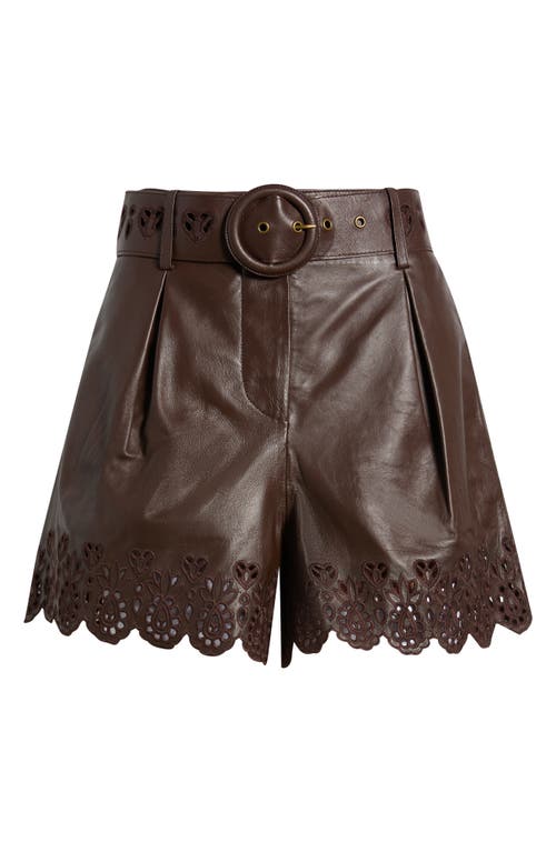 FARM Rio FARM Rio Hearts Cutout Belted Leather Shorts