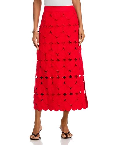 Farm Rio Farm Rio Hearts Linen Midi Skirt