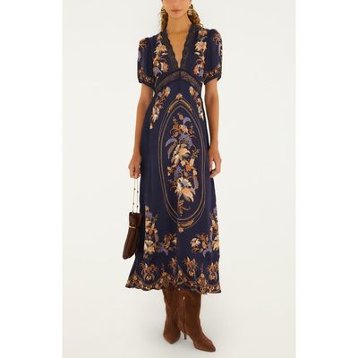 FARM Rio FARM Rio Lara Print Lace Trim Maxi Dress