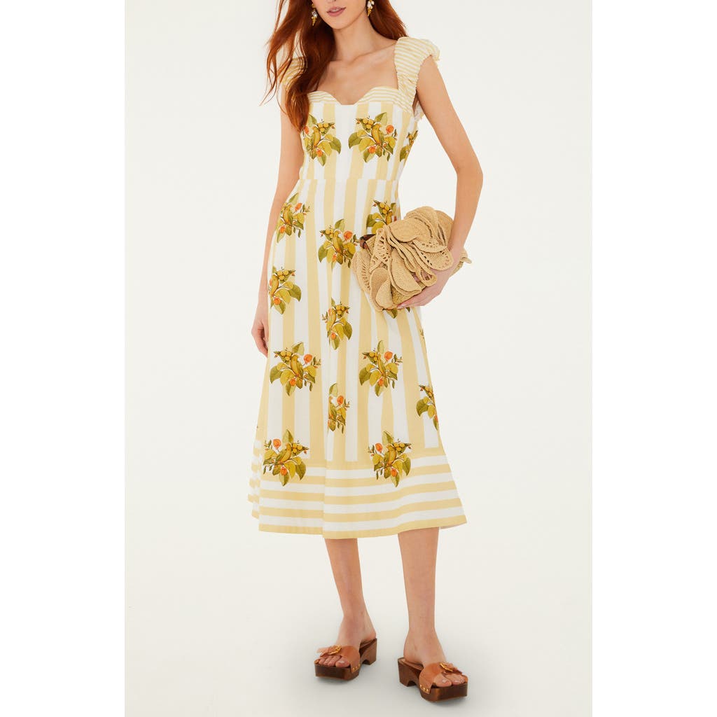FARM Rio FARM Rio Lemon Birds Mixed Print Cotton Dress