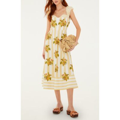 FARM Rio FARM Rio Lemon Birds Mixed Print Cotton Dress