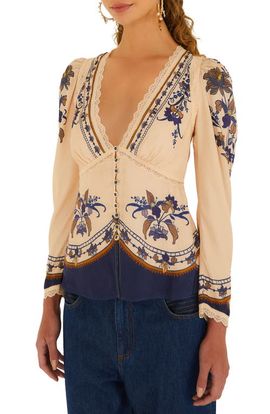 FARM Rio FARM Rio Liz Lace Trim Print Top