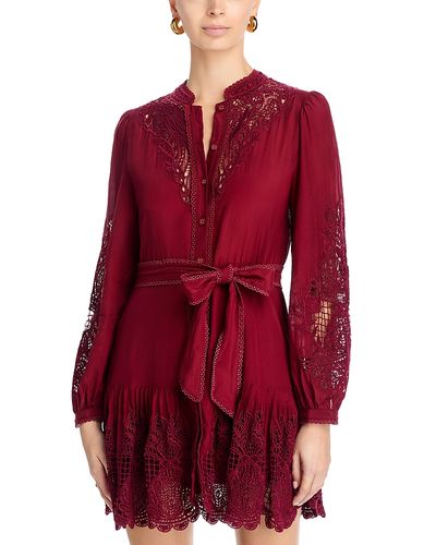 Farm Rio Farm Rio Long Sleeve Lace Detail Mini Dress