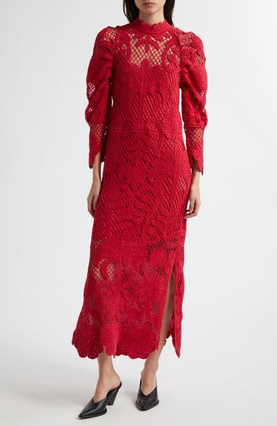 FARM Rio FARM Rio Long Sleeve Lace Knit Midi Dress
