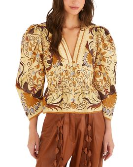 Farm Rio Farm Rio Luize Cotton Peplum Blouse