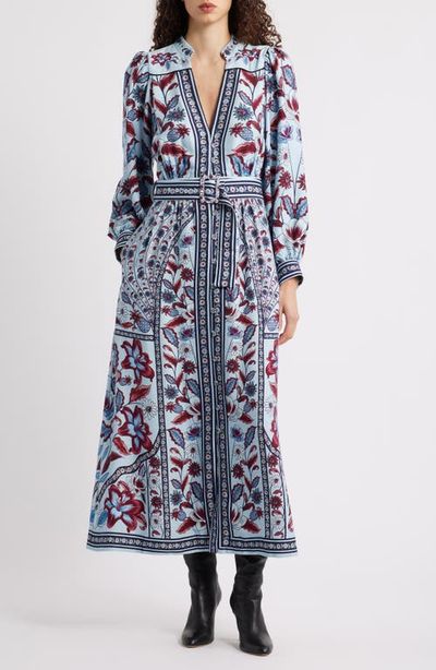light blue midi dress with sleeves Light Blue Midi Summer Dress with Short Sleeves Light Blue / XSmall main image 1