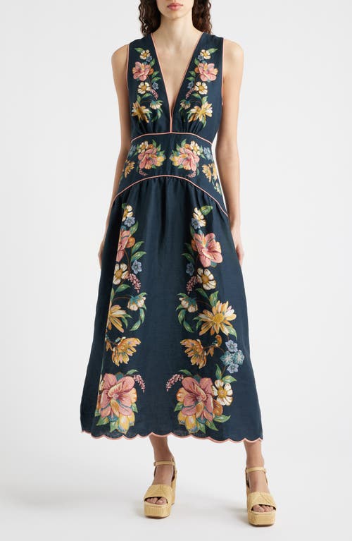 FARM Rio FARM Rio Maria Floral Jacquard Linen Dress