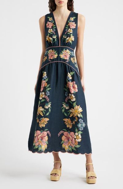 FARM Rio FARM Rio Maria Floral Jacquard Linen Dress