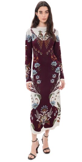 FARM Rio FARM Rio Millena Burgundy Knit Midi Dress Millena Burgundy