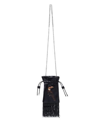 Farm Rio Farm Rio Mini Fringed Satin Bucket Bag