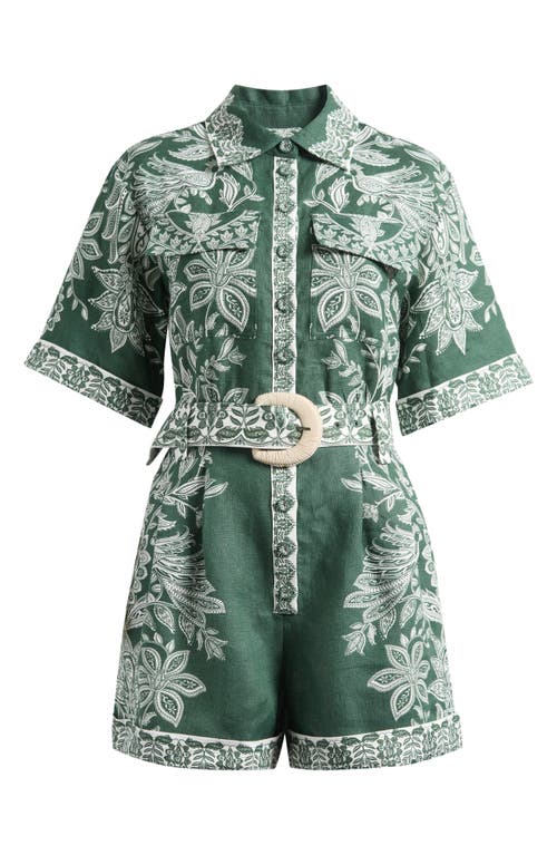 FARM Rio FARM Rio Miranda Belted Linen Utility Romper