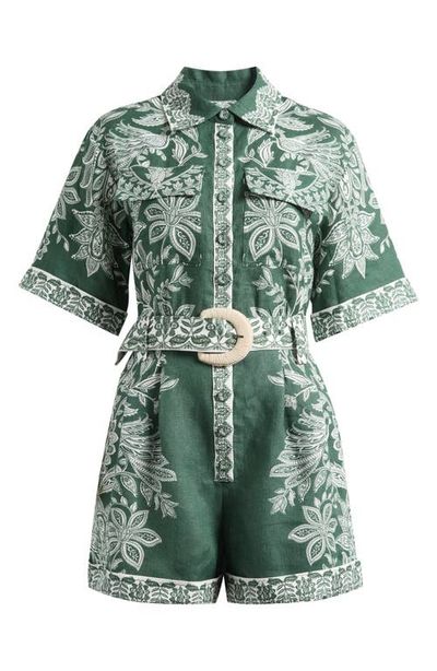 FARM Rio FARM Rio Miranda Belted Linen Utility Romper