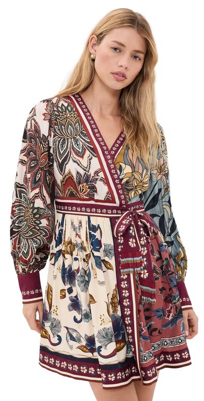 FARM Rio FARM Rio Mixed Scarves Mini Dress Stained Glass Beauty Soft Blue