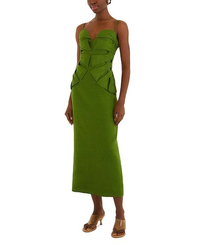 Farm Rio Farm Rio Monstera Leaf Linen Sleeveless Dress
