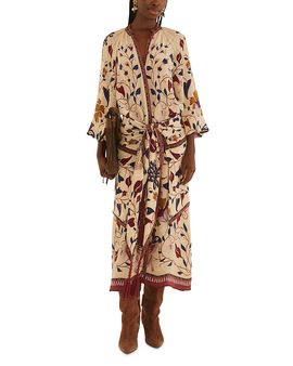 Farm Rio Farm Rio Mystical Paradise Long Sleeve Midi Dress
