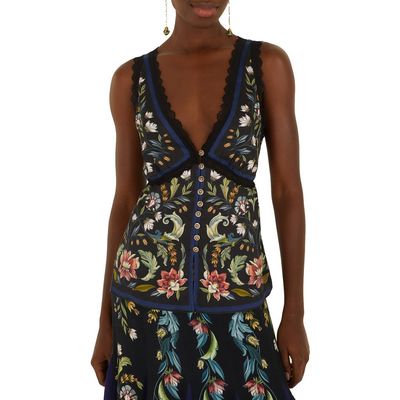 FARM Rio FARM Rio Natalia Floral Lace Trim Blouse