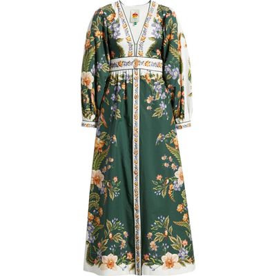FARM Rio FARM Rio Nature Green Long Sleeve Floral Maxi Dress 