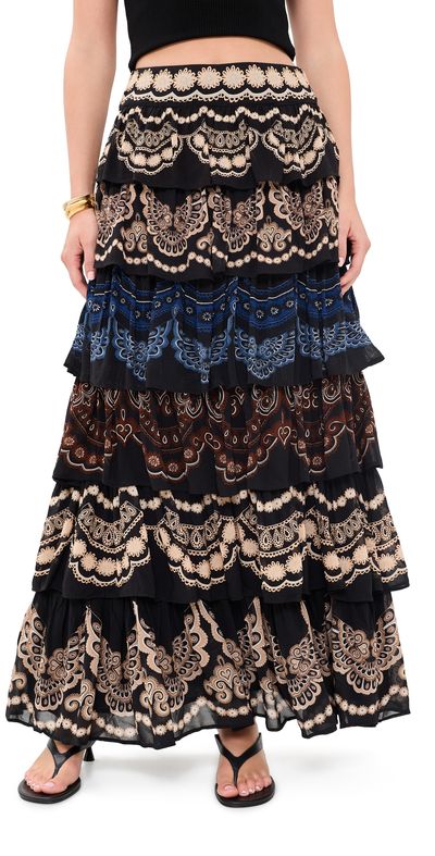 FARM Rio FARM Rio Nicole Ruffled Maxi Skirt Nicole Black