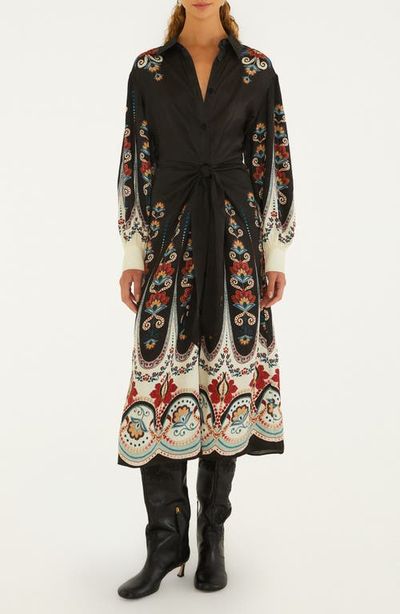 FARM Rio FARM Rio Nikita Long Sleeve Midi Shirt Dress