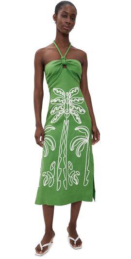 FARM Rio FARM Rio Palm Tree Midi Dress Green Palm Tree