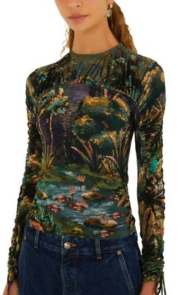 FARM Rio FARM Rio Petricor Long Sleeve Ruched Jersey Top