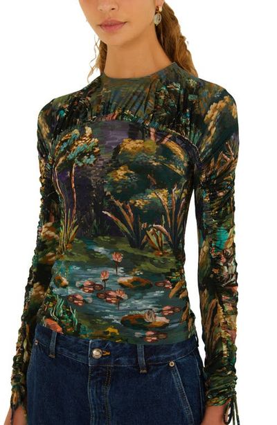 FARM Rio FARM Rio Petricor Long Sleeve Ruched Jersey Top
