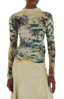 FARM Rio FARM Rio Petricor Mock Neck Long Sleeve Knit Top
