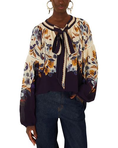 Farm Rio Farm Rio Printed Tie Neck Top