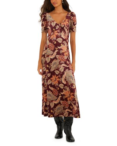 Farm Rio Farm Rio Printed Velvet Low Back Maxi Dress