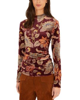 Farm Rio Farm Rio Printed Velvet Mock Neck Top