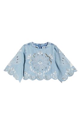 FARM Rio FARM Rio Richelieux Eyelet Detail Crop Denim Top 