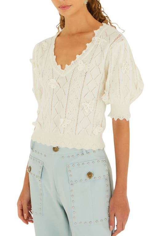 FARM Rio FARM Rio Richilieu Butterfly Appliqué Pointelle Sweater