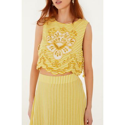 FARM Rio FARM Rio Richilieu Stripe Eyelet Tank
