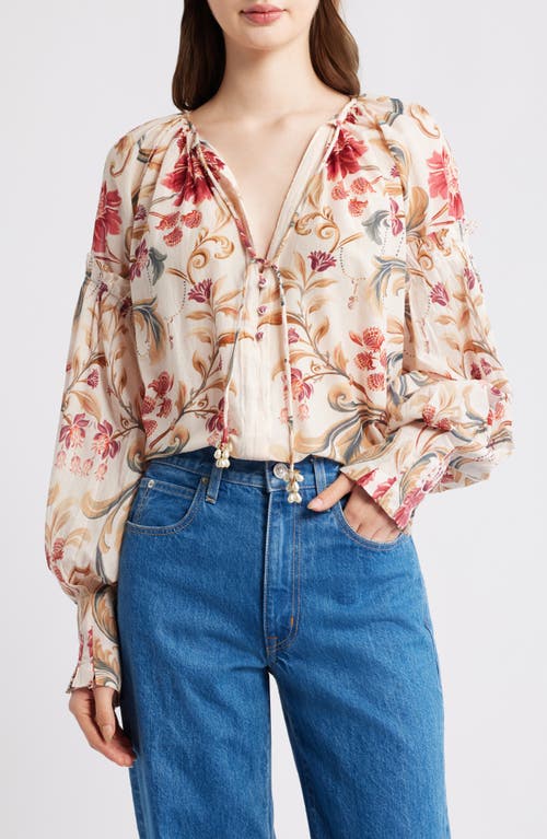 FARM Rio FARM Rio Royal Garden Print Cotton Peasant Top