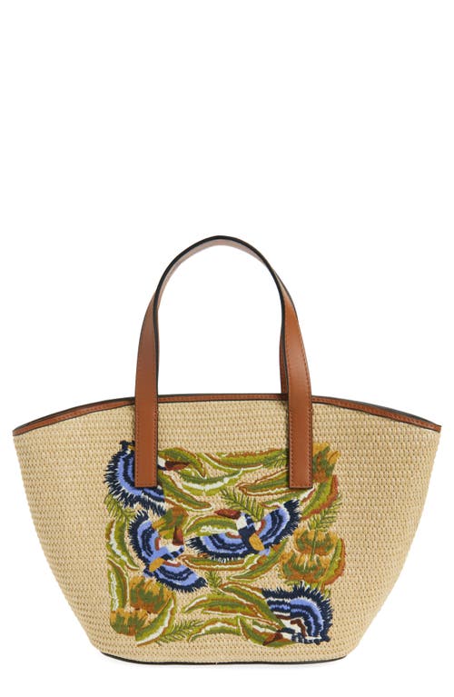 FARM Rio FARM Rio Small Embroidered Raffia Basket Tote