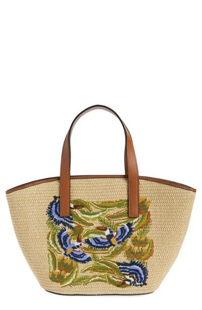 FARM Rio FARM Rio Small Embroidered Raffia Basket Tote