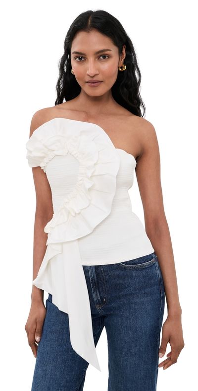 FARM Rio FARM Rio Smocked Strapless Top White
