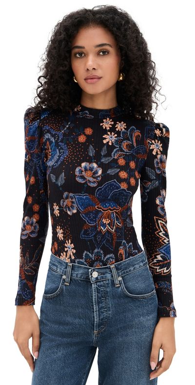 FARM Rio - Snakes Bouquet Black Thong Bodysuit Snakes Bouquet Black