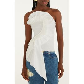 FARM Rio FARM Rio Strapless Smocked Cotton Ruffle Top
