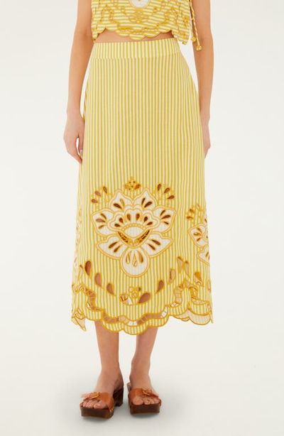 FARM Rio FARM Rio Stripe Eyelet Midi Skirt